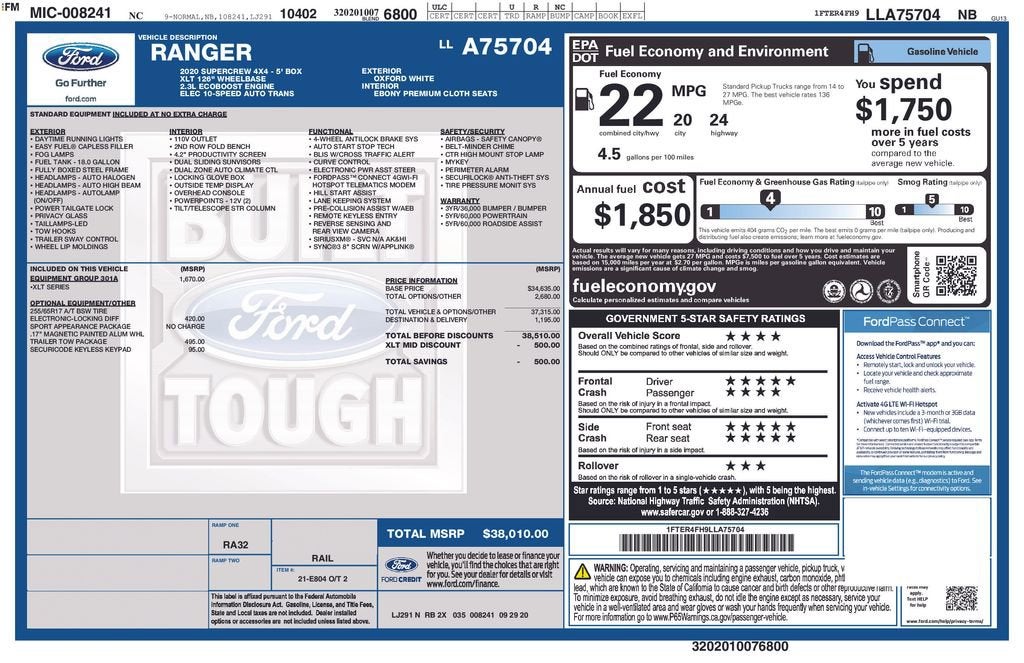 2020 Ford Ranger XL
