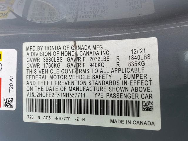 2022 Honda Civic Sedan Sport