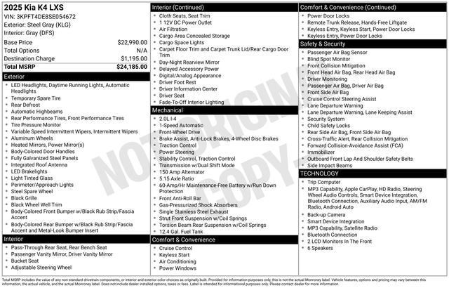 2025 Kia K4 LXS