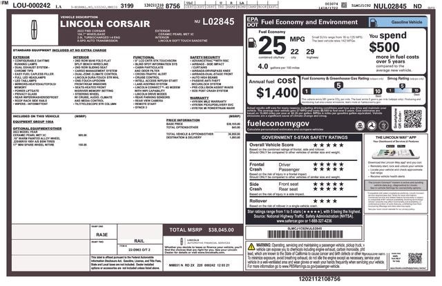 2022 Lincoln Corsair Standard