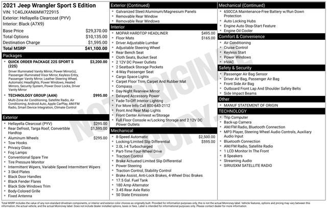 2021 Jeep Wrangler Sport S 4x4