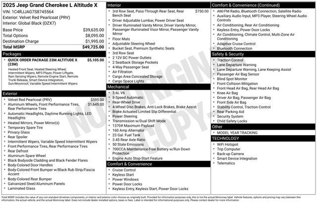 2025 Jeep Grand Cherokee L Altitude X 4x2