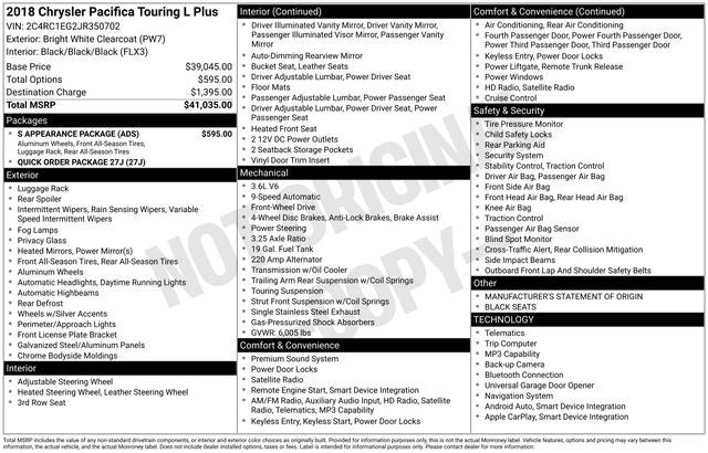 2018 Chrysler Pacifica Touring L Plus