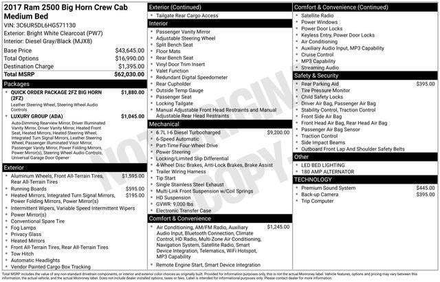 2017 RAM 2500 Big Horn Crew Cab 4x4 6'4' Box
