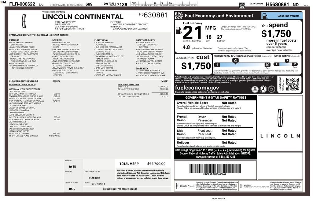 2017 Lincoln Continental Reserve