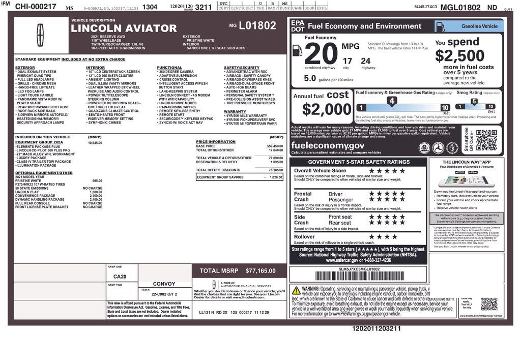 2021 Lincoln Aviator Reserve Premium