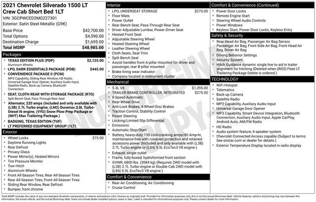 2021 Chevrolet Silverado 1500 LT Texas Edition