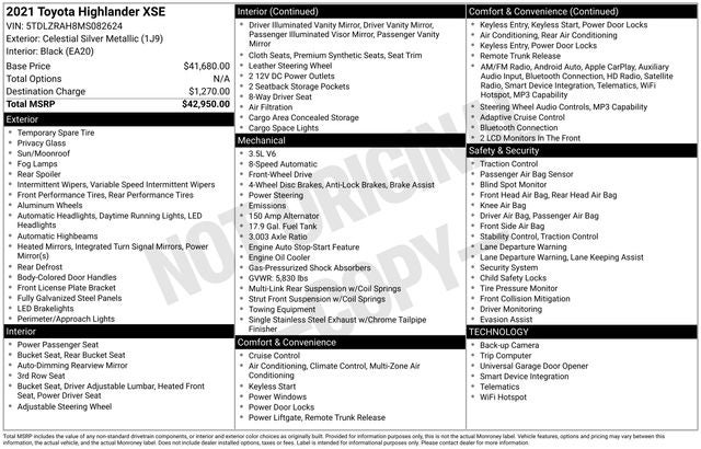 2021 Toyota Highlander XSE