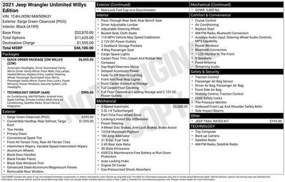2021 Jeep Wrangler Unlimited Willys
