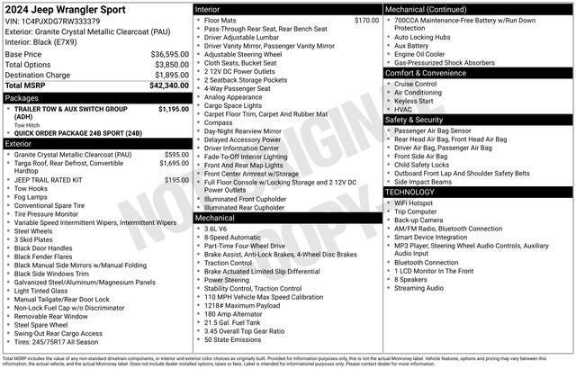 2024 Jeep Wrangler Sport